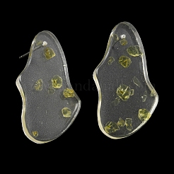 Resin Twist Teardrop Stud Earrings with Titanium Pins&nbsp;EJEW-D056-15P