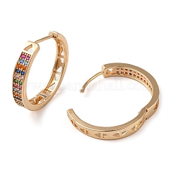 Brass Micro Pave Colorful Cubic Zirconia Hoop Earrings&nbsp;EJEW-M238-81KCG