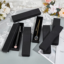厚紙紙ネックレスボックス  長方形  ブラック  24x5.6x3.55cm&nbsp;CON-WH0092-71