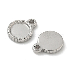 304ステンレススチールペンダントカボションセッティング  フラットラウンド  ステンレス鋼色  トレイ：6mm  10.5x8x1.5mm  穴：1.2mm&nbsp;STAS-D127-02P