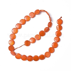 スプレー塗装天然淡水シェルビーズ連売り  フラットラウンド  オレンジ  12.5x3mm  穴：1mm  約32個/連  15.63インチ（39.7cm）&nbsp;SHEL-C003-05A