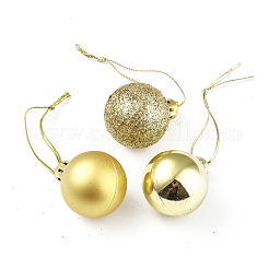クリスマスボールのプラスチックの装飾品  ペンダントの飾り  クリスマスホリデーのウェディングパーティーの装飾に  ゴールド  42x29mm  穴：4x4mm  8個/カラー  3色  24個/箱&nbsp;AJEW-CJC0001-61A