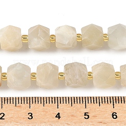 天然石ムーンストーンビーズ連売り  ファセットスターカットラウンドビーズ  シードビーズで  9.5~10x9.5~10x7.5~8mm  穴：1mm  約38個/連  14.69~14.84''（37.3~37.7センチメートル）&nbsp;G-G271-A02-01