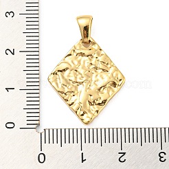 304ステンレスペンダント  テクスチャ  ひし形チャーム  ゴールドカラー  24x20x3mm  穴：5x3mm&nbsp;STAS-E201-01G