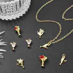 8Pcs 4 Styles Brass Micro Pave Clear Cubic Zirconia Charms&nbsp;KK-CJ0002-99