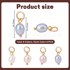 16Pcs 4 Colors Natural Freshwater Pearl Pendants&nbsp;PALLOY-PH01737