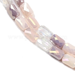 電気メッキガラスビーズセット  長方形  多面カット  グラデーションカラー  桃パフ  7x4x3.5mm  穴：1mm  約60~63個/連  16.14''~16.92''（41~43センチメートル）&nbsp;EGLA-D300-05-09