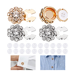 Brass Rhinestone Cufflinks & Acrylic Shirt Buttons Sets&nbsp;BUTT-PH0001-47