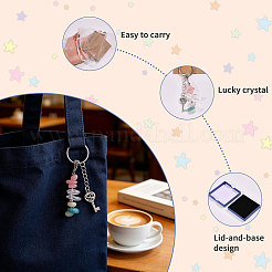 1Pc Gemstone Chip with 201 Stainless Steel Charm Keychains&nbsp;KEYC-CO0001-01A