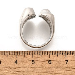 女性用真鍮カフリング  カドミウムフリー＆鉛フリー  オーバル  プラチナ  内径：17.4mm&nbsp;RJEW-G347-03P
