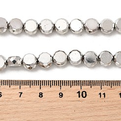 電気メッキガラスビーズセット  ドラム  多面カット  プラチナメッキ  8x5.5mm  穴：1mm  約54個/連  15.75''（40センチメートル）&nbsp;EGLA-F166-04B-P
