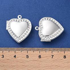 ラックメッキ真鍮製ロケットペンダント  長持ちメッキ  鉛フリー＆カドミウムフリー  ハート  銀  24x21x6mm  穴：1.5mm  内径：13x14mm&nbsp;KK-F090-02S