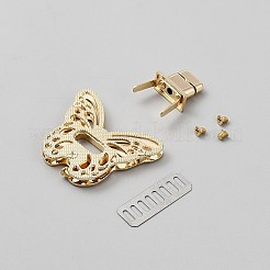 亜鉛合金バタフライバッグツイストロックアクセサリー  鉄のパーツと  ハンドバッグターンロック  ゴールドカラー  40x49x6mm&nbsp;FIND-WH0441-46A