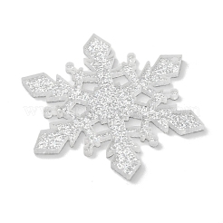 クリスマスをテーマにしたアクリル製の大きなペンダント  グリッターと  スノーフレーク  53x45.5x2mm  穴：1.6mm&nbsp;OACR-L018-13B