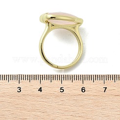 ハート真鍮天然ローズクォーツ指輪  長持ちメッキ  20x18mm  内径：18mm&nbsp;X-RJEW-D304-01G-B