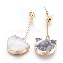 Natural Druzy Quartz Dangle Stud Earrings&nbsp;EJEW-F171-02