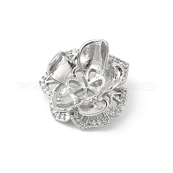 真鍮マイクロパヴェクリアキュービックジルコニアヨーロピアンダングルチャームベイル  ペグベイル  片穴パーツ用  花  鉛フリー＆カドミウムフリー  長持ちメッキ  プラチナ  18.5x19x7mm  穴：5x3.5mm&nbsp;KK-K297-57P