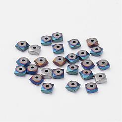 Frosted Square Electroplate Non-Magnetic Synthetic Hematite Beads&nbsp;X-G-P046-08