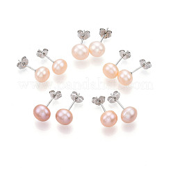 Pearl Ball Stud Earrings&nbsp;EJEW-Q701-01B-01