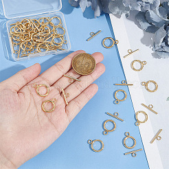 304ステンレススチールマンテル30セット  リング  18KGP本金メッキ  リング：18.5x13.5x2mm  穴：3mm  バー：20x7x2mm  穴：3mm&nbsp;STAS-UN0046-53