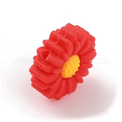食品グレードの環境に優しいシリコーンビーズ  デイジー  レッド  19.5x7.5mm  穴：2mm&nbsp;SIL-WH0014-11R
