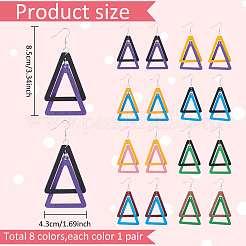 8 Pairs 8 Colors Wood Double Triangle Dangle Earrings with Iron Pins&nbsp;EJEW-AN0004-46