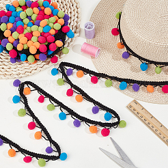 12.5M Colorful Polyester Pom Pom Ball Tassel Ribbons&nbsp;OCOR-PH0036-16B