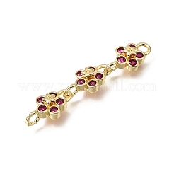 Brass Pave Cubic Zirconia Flower Connector Charms&nbsp;CU-E002-07G-06