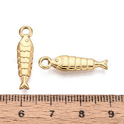 304ステンレススチール製の魚のペンダント  イオンプレーティング（ip）  18KGP本金メッキ  24x6x3mm  穴：2mm&nbsp;STAS-T069-08G