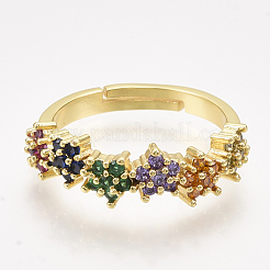 Adjustable Brass Micro Pave Cubic Zirconia Finger Rings&nbsp;RJEW-S044-027