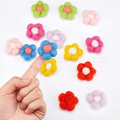 14個 7色 ウールニードルフェルトフラワークラフト  DIYの子供たちの髪とブローチのアクセサリーの装飾のために  ミックスカラー  36x36x12mm  2個/カラー&nbsp;DIY-FG0003-06