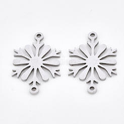 変色しにくい201ステンレススチールリンクコネクター  レーザーカットリンク  スノーフレーク  ステンレス鋼色  20x13.5x1mm  穴：1.2mm&nbsp;STAS-T044-47P