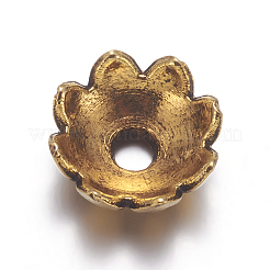 チベット風ビーズキャップ  カドミウムフリー＆鉛フリー  花  アンティーク黄金  サイズ：直径約10mm  穴：1.5mm&nbsp;GAA162