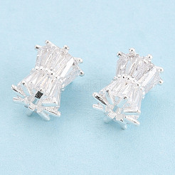 スターリングシルバーのパヴェクリアキュービックジルコニアドラムビーズ925個  ブレスレットネックレス金具部品  銀  8x7mm  穴：1.4mm&nbsp;STER-T008-39S