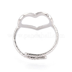Non-Tarnish 304 Stainless Steel Heart Cuff Ring&nbsp;RJEW-N038-123P