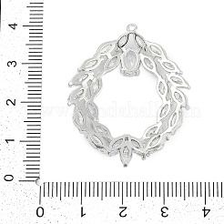 真鍮チャーム  花輪のチャーム  ガラスと  プラチナ  36.5x31x4.5mm  穴：1.2mm&nbsp;KK-Q026-09P