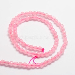 染め加工天然石ホワイトジェイドラウンドビーズ連売り  多面カット  ピンク  4mm  穴：1mm  約89~90個/連  14.5インチ&nbsp;G-E311-4mm-01