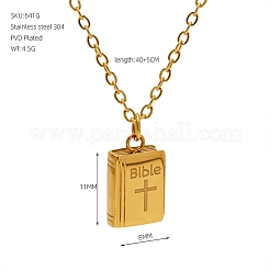304 Stainless Steel Religion Cross Bible Pendant Necklaces for Women&nbsp;WG21279-01