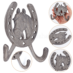 鋳鉄製の馬蹄型コートフック  アンティークシルバー  125x119.5x22mm&nbsp;AJEW-WH0696-207A