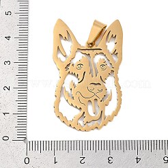 イオンプレーティング（IP）304ステンレスペンダント  レーザー切断  羊飼いの犬の魅力  18KGP本金メッキ  45x26.5x1.5mm  穴：9x5mm&nbsp;STAS-R135-21G
