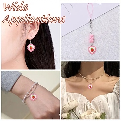プラチナメッキの鉄製ループ付きイチゴチャーム15個  ピンク  25x21.5x8mm  穴：2mm&nbsp;RESI-YW0005-04