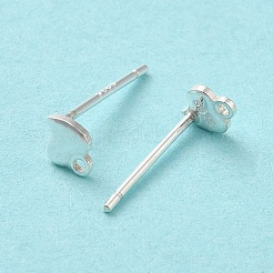 ハート 925 スターリングシルバー スタッド イヤリング所見  水平ループ付き  s925スタンプあり  銀  5x4mm  穴：0.9mm  ピン：11x0.6mm&nbsp;STER-K174-11S