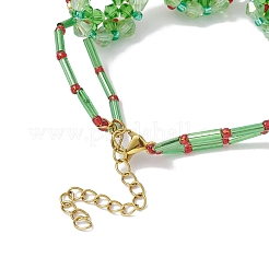 女性用手作りガラスシードクリスマスリースビーズブレスレット  薄緑  7-1/8インチ（18cm）&nbsp;BJEW-MZ00060