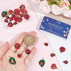 32個8スタイルアロイエナメルペンダント  てんとう虫のチャーム  レッド  12~23x10~15x3.5mm  穴：1.5~1.6mm  4個/スタイル&nbsp;ENAM-SC0004-36