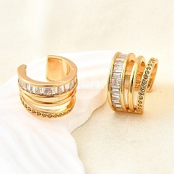 Brass Micro Pave Clear Cubic Zirconia Cuff Earrings&nbsp;EJEW-F370-29G