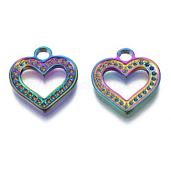Rack Plating Rainbow Color 304 Stainless Steel Charms Rhinestone Settings&nbsp;STAS-S119-109