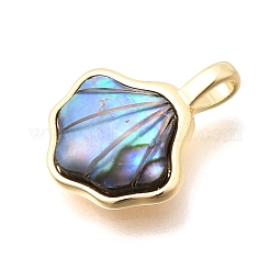 真鍮製天然アワビ貝／パウア貝ペンダント  シェルチャーム  18KGP本金メッキ  15.5x12.5x3mm  穴：3x1.5mm&nbsp;KK-N289-06G