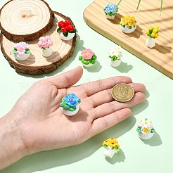 22 Pcs 11 Styles Resin Flower Ornaments&nbsp;DJEW-CJ0001-24