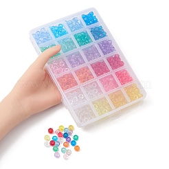 600 個 24 スタイル透明プラスチックビーズ  グリッターパウダー付き  バレル  ミックスカラー  9x6mm  穴：3.8mm  25個/スタイル&nbsp;KY-YW0001-48
