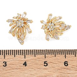 真鍮マイクロパヴェクリアキュービックジルコニアペンダント  花火のお守り  18KGP本金メッキ  16x13.5x6mm  穴：1.8mm&nbsp;KK-T080-21G